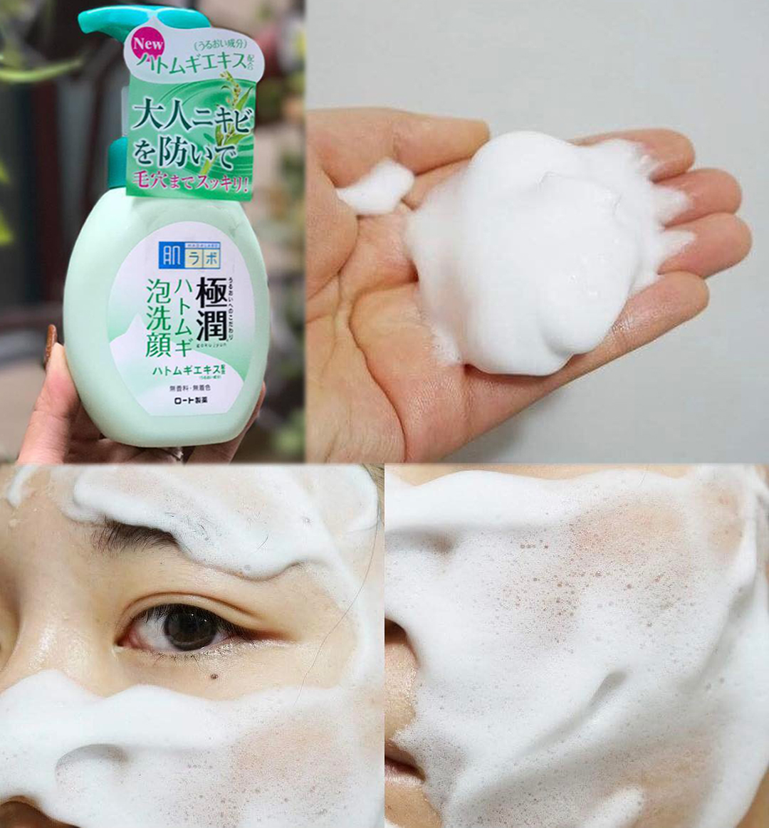 review sữa rửa mặt hada labo gokujyun foaming cleanser về khả năng tạo bọt